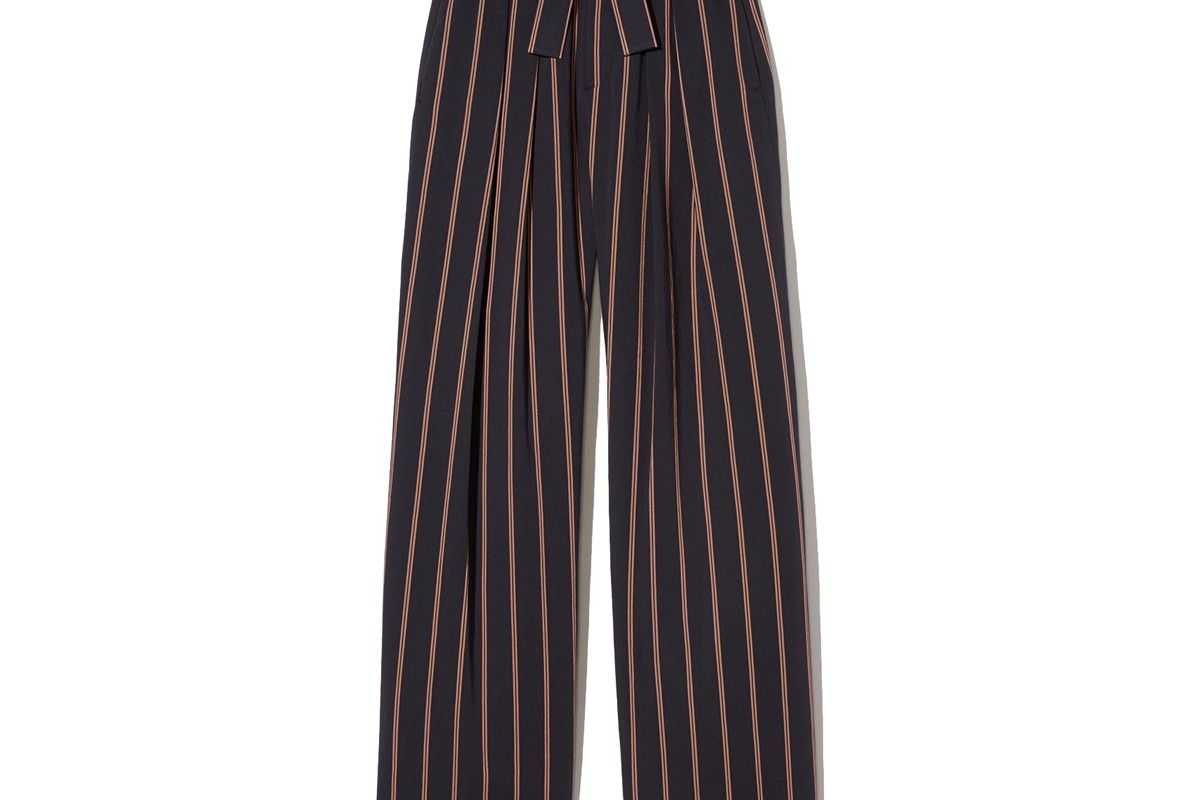 vince belted stripe wide leg pants