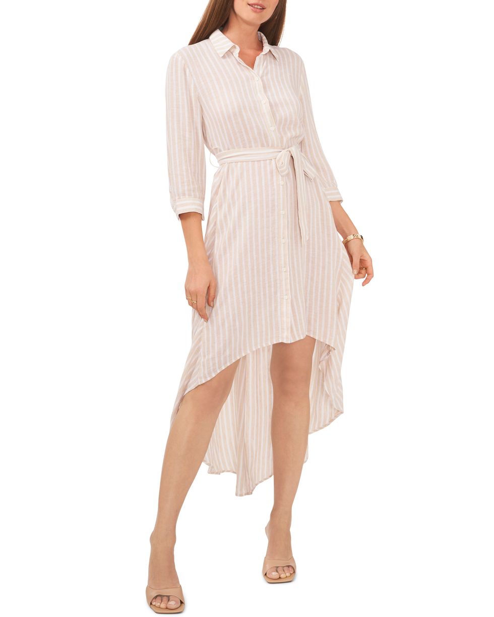 Vince Camuto Striped High-Low Shirtdress