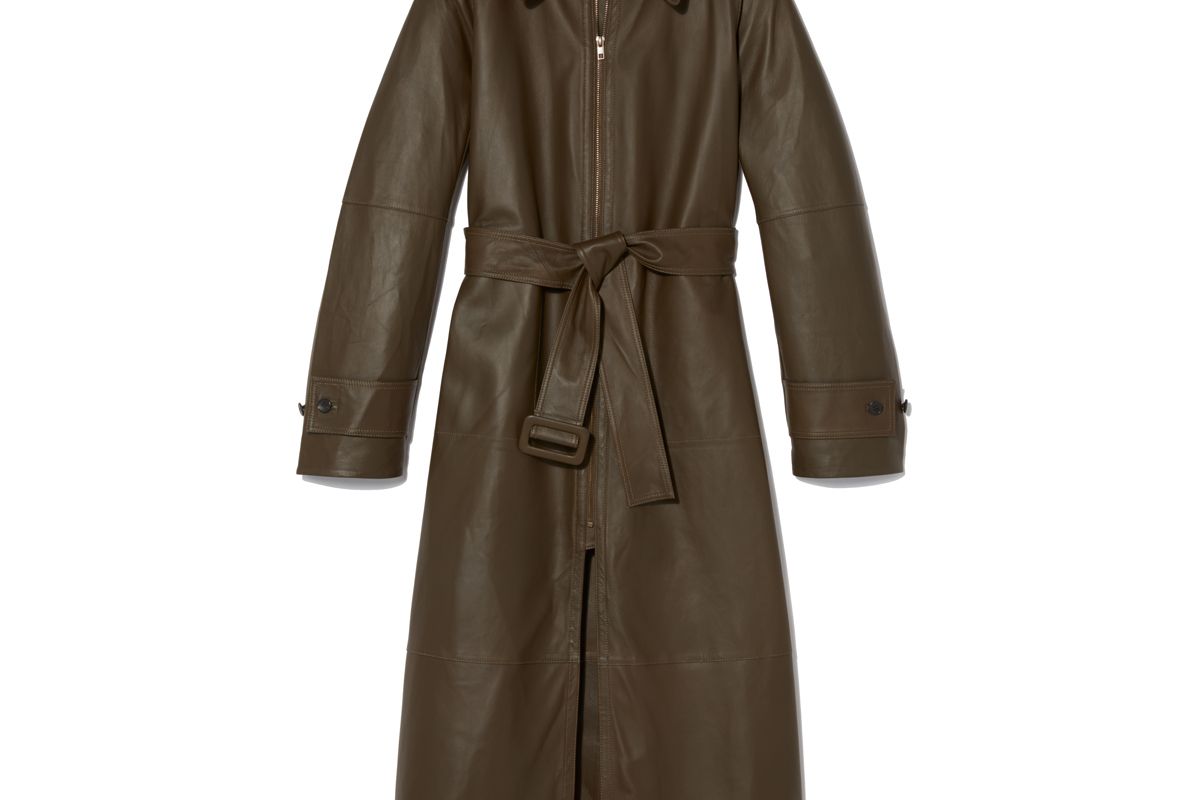 vince double face leather trench
