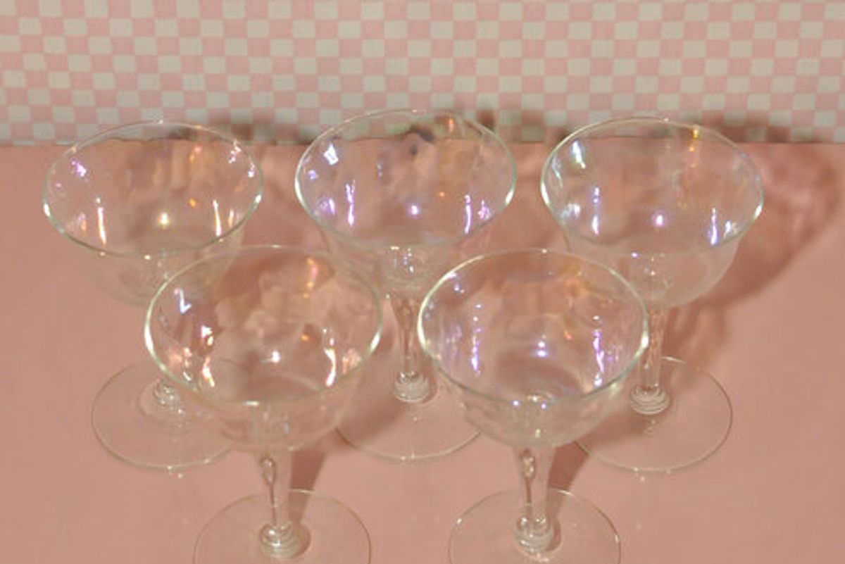 vintage s/5 iridescent tapered champagne coupes