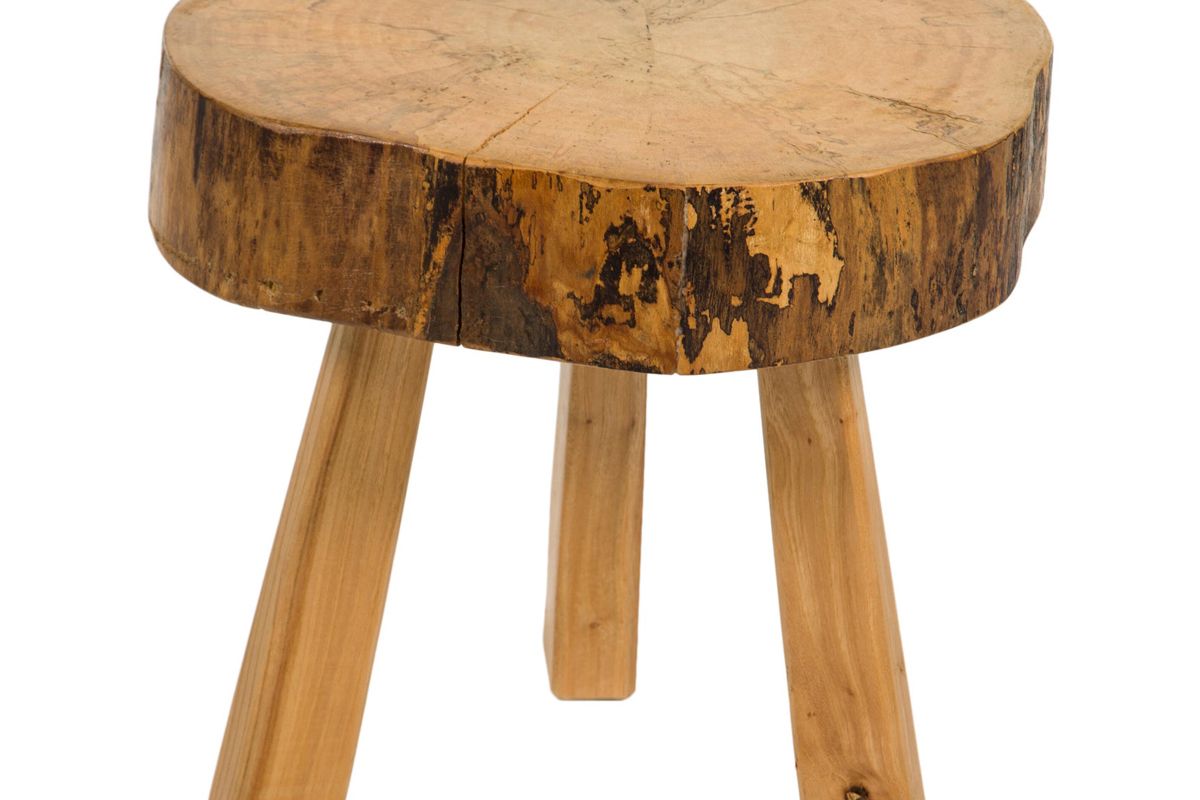 vintage wood butcher block stool
