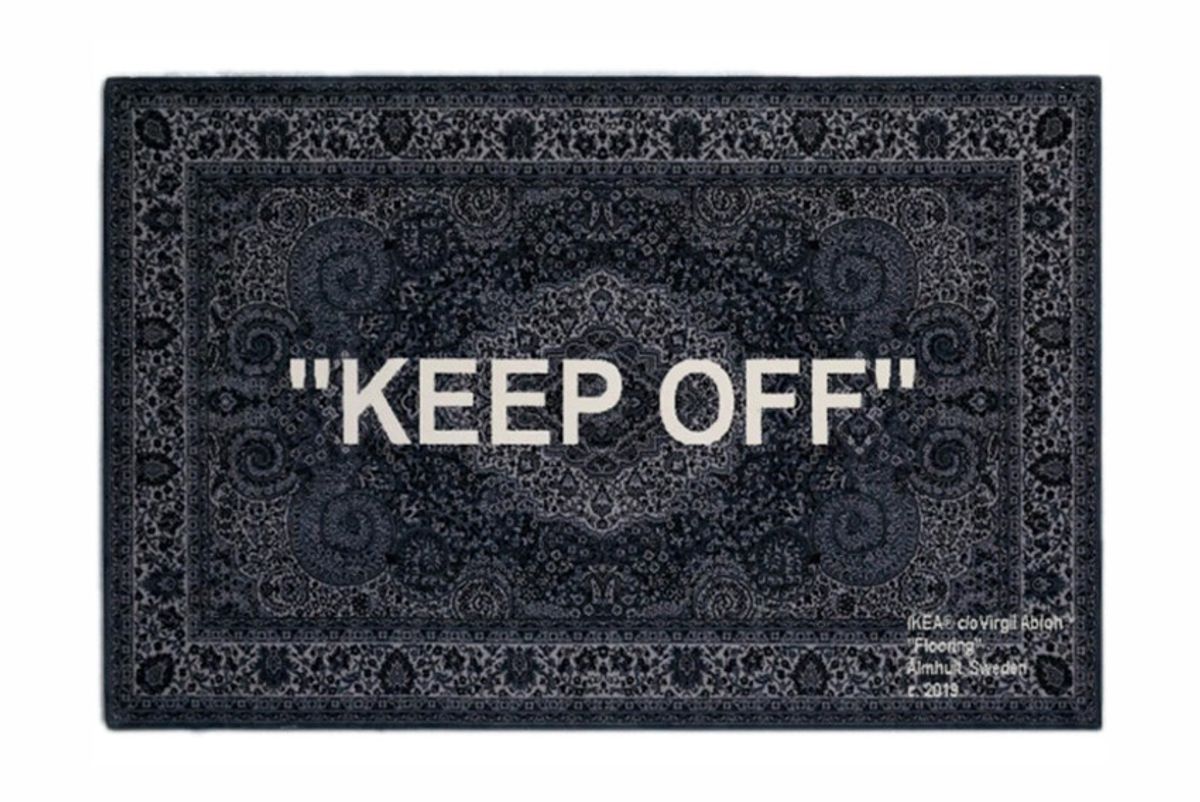 virgil abloh x ikea keep off rug 200x300 cm grey white