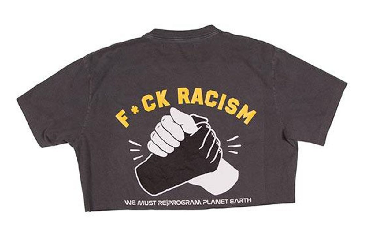 visitor on earth fck racism crop t shirt