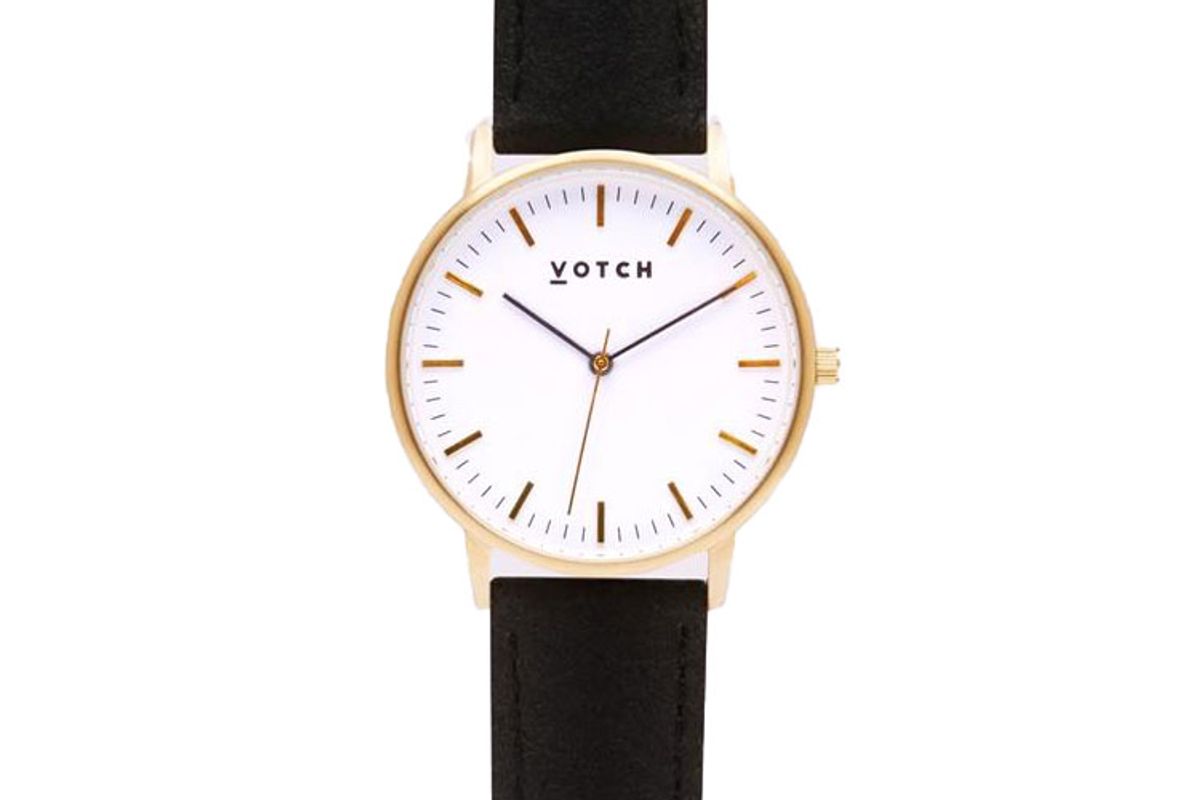 votch black and gold pinatex watch vegan pineapple leather
