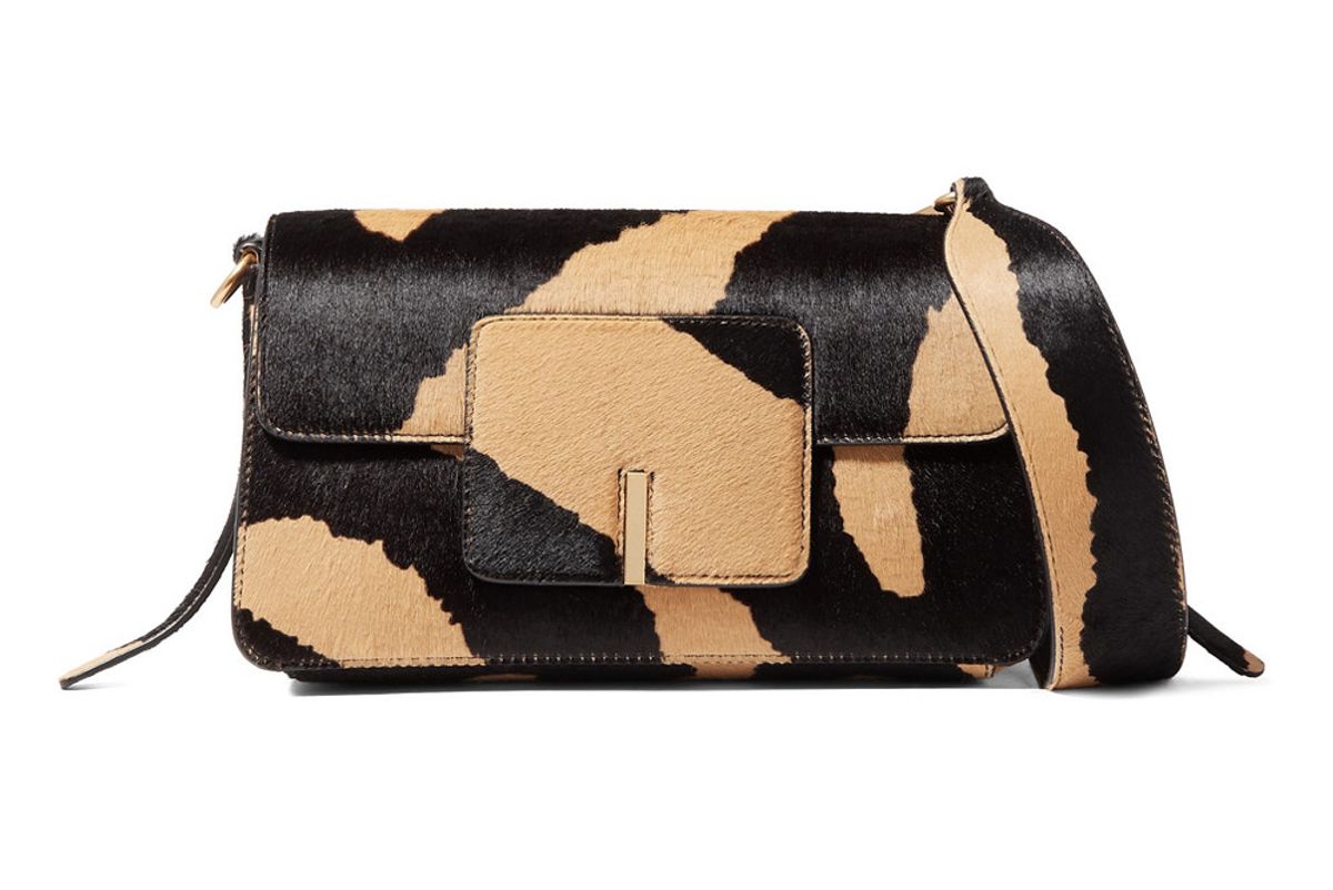 wandler georgia leather trimmed calf hair shoulder bag