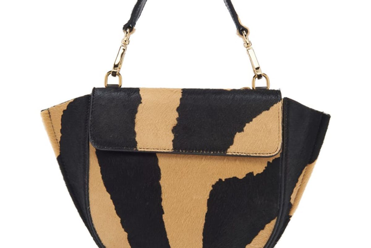 wandler hortensia mini zebra print calf hair shoulder bag