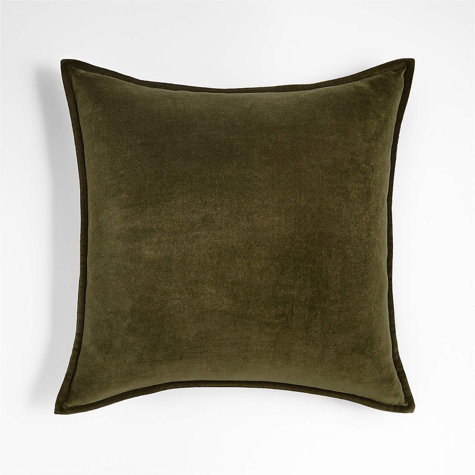 Washed Organic Cotton Velvet Throw Pillow Cover Crate & Barrel