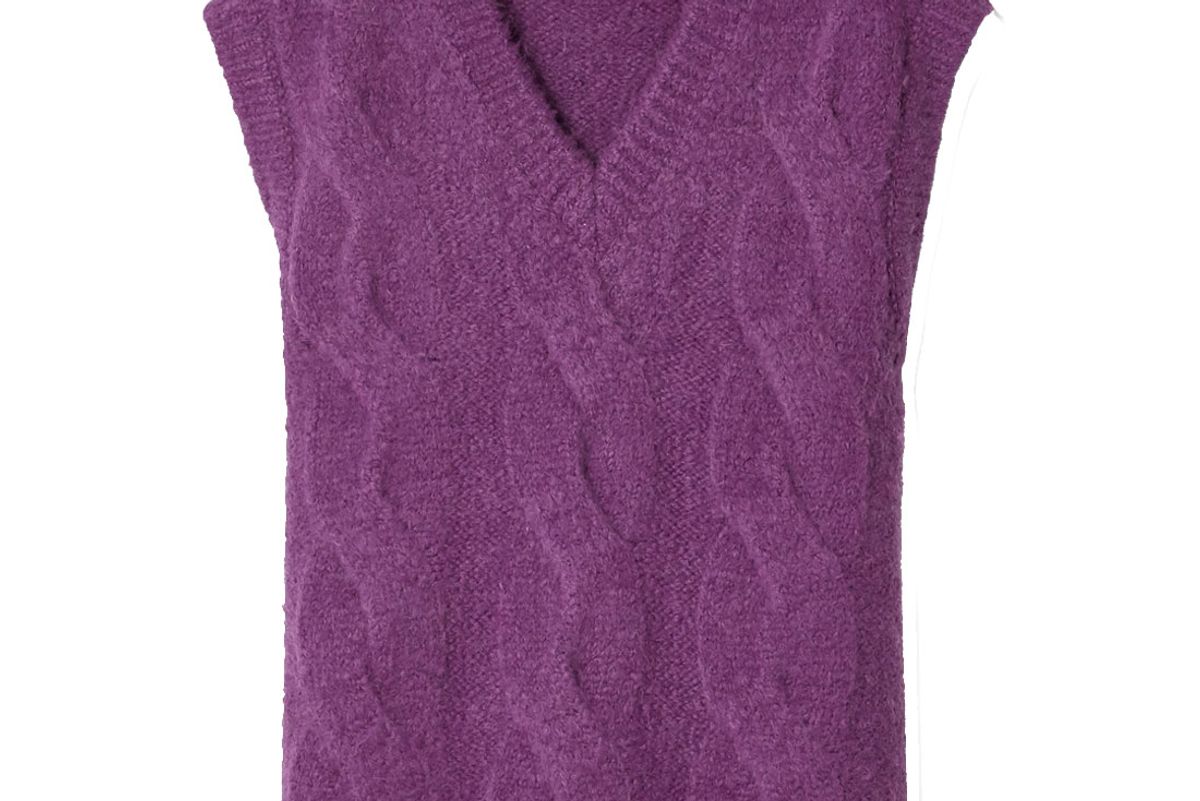 we11done oversized appliqued cable knit vest