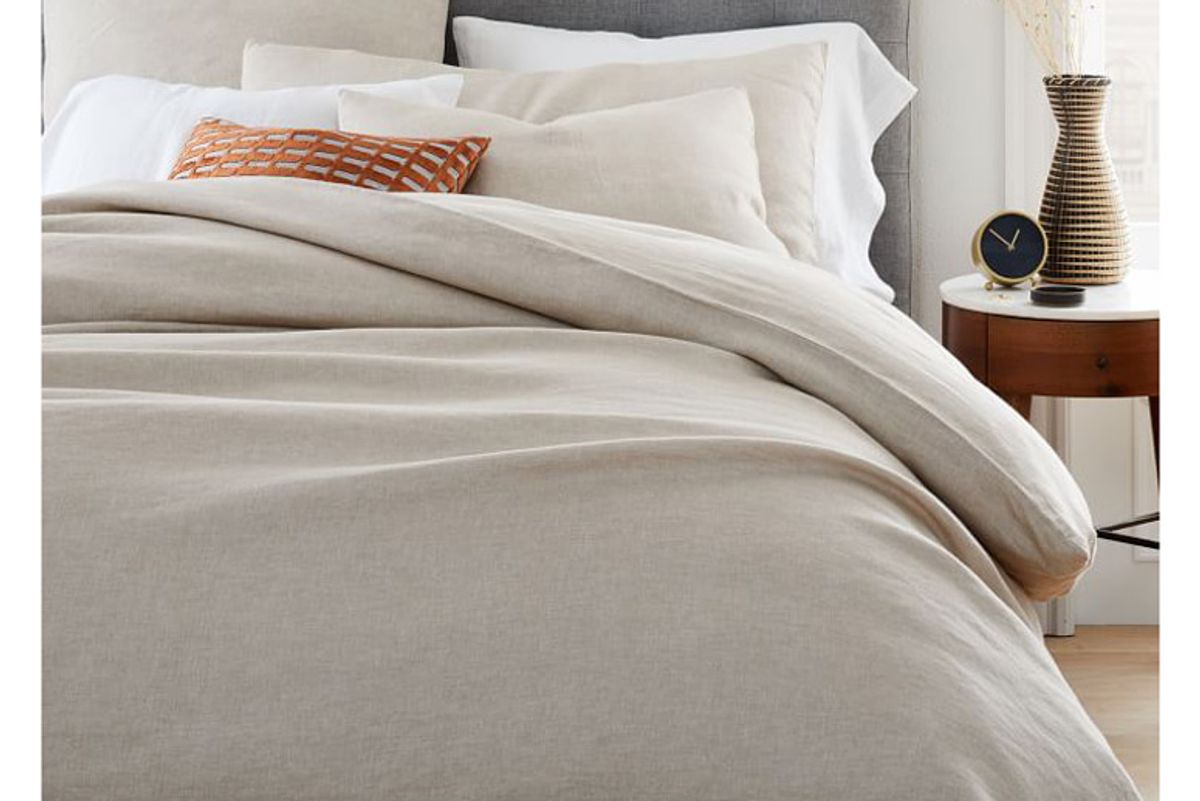 west elm hemp and cotton solid duvet cover and sham desert flax