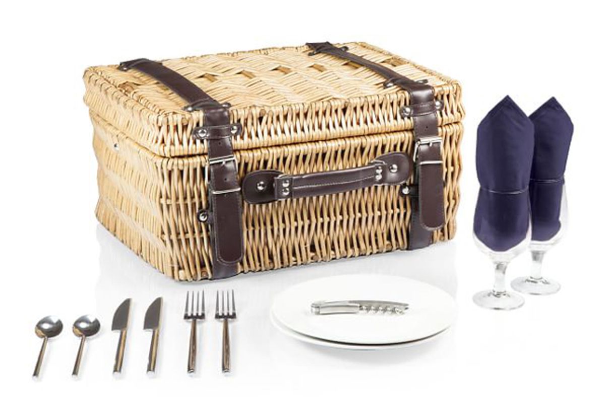 west elm vintage navy picnic basket