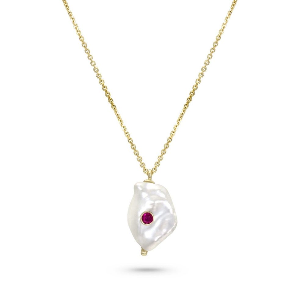 White Space Jewelry  Birthstone Baby Baroque Necklace