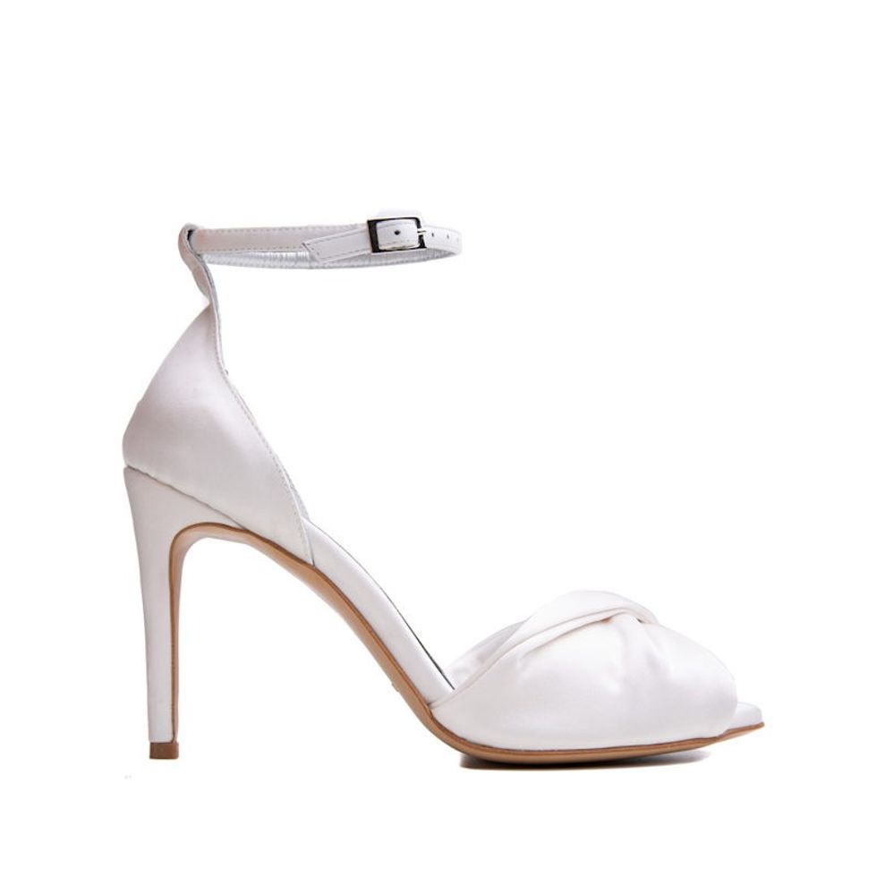 Wolf & Badger White Satin Sandals
