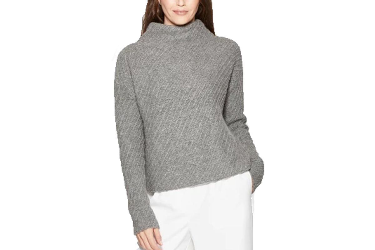 womens long sleeve textured mock neck pullover sweater prologue