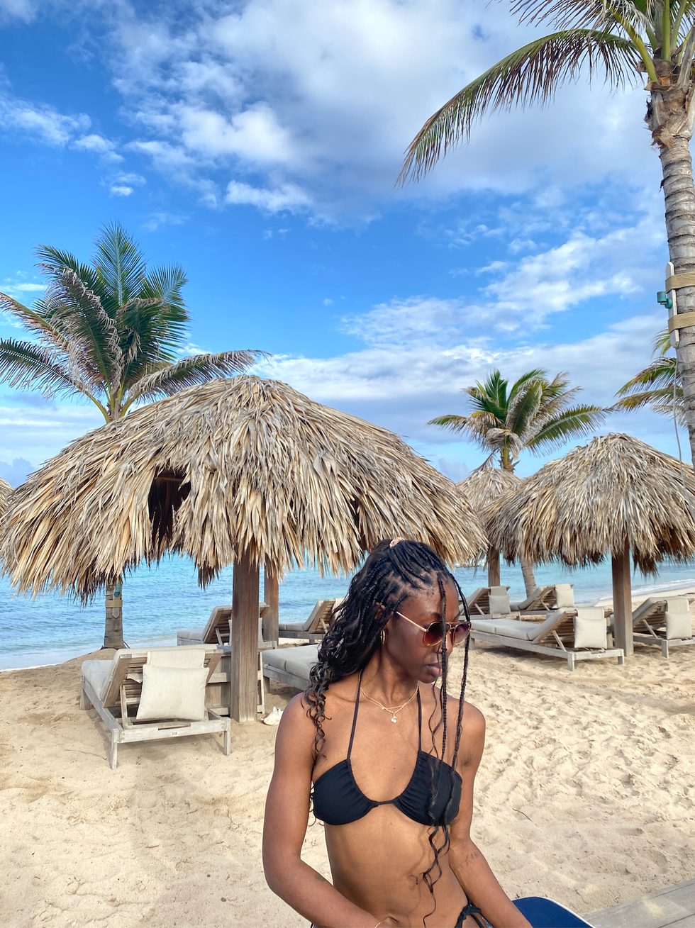 writer on the beach in St. Barths