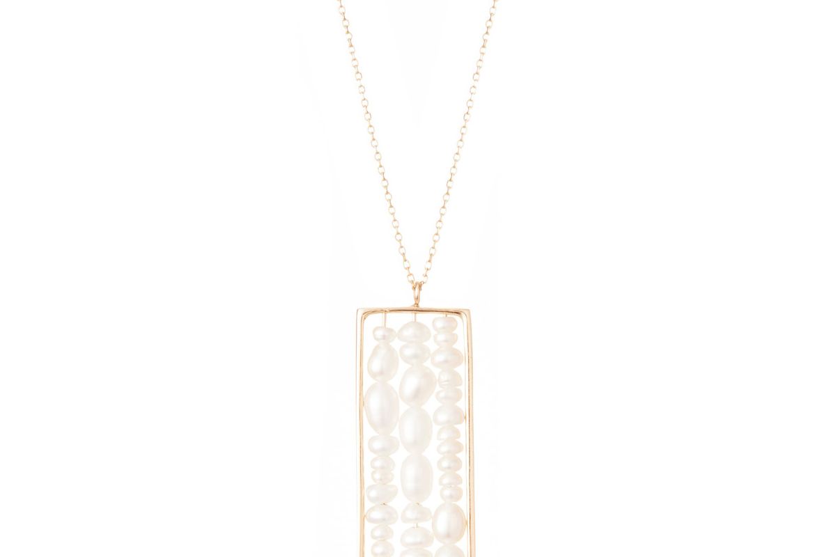 wwake long metaphor pearl pendant necklace