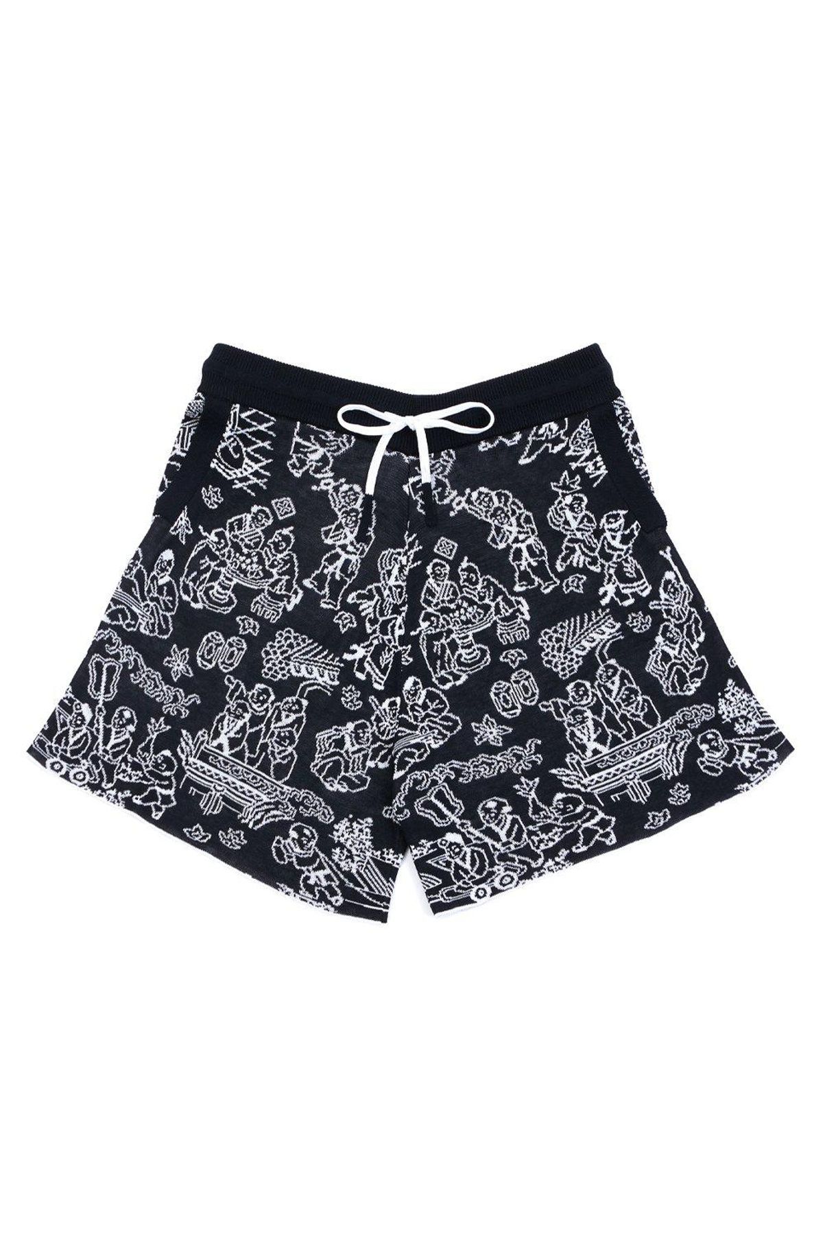 yan yan knits laza short in cotton jacquard