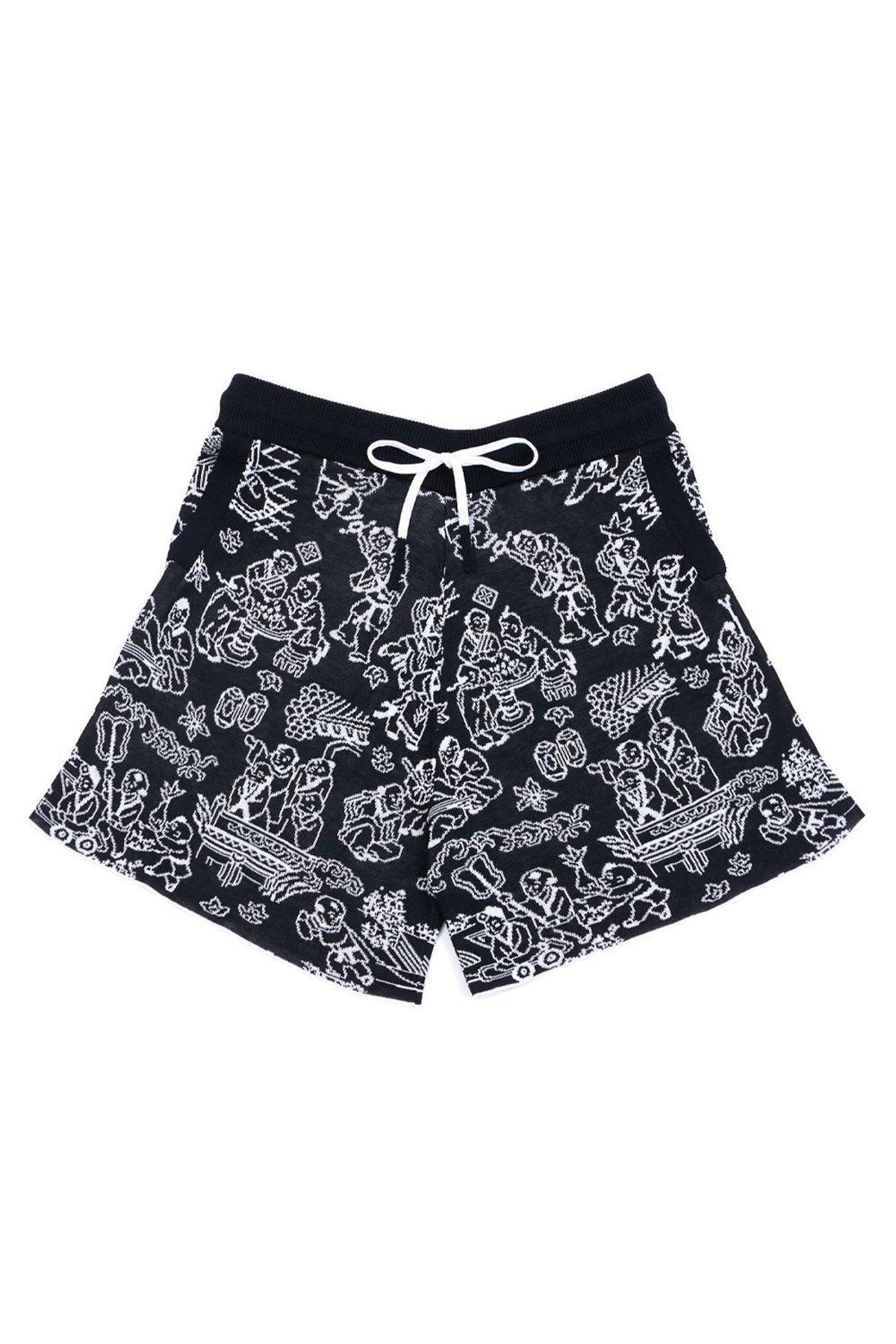 yan yan knits laza short in cotton jacquard