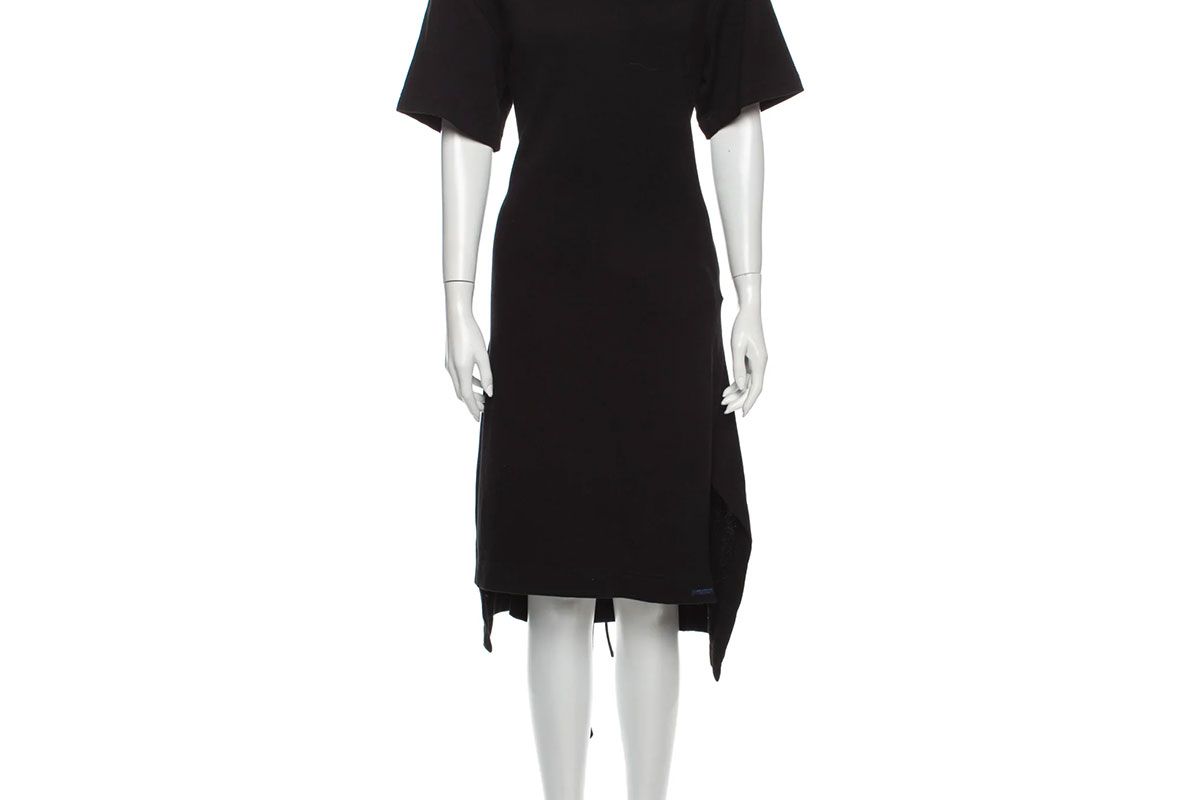 yohji yamamoto regulation crew neck midi length dress