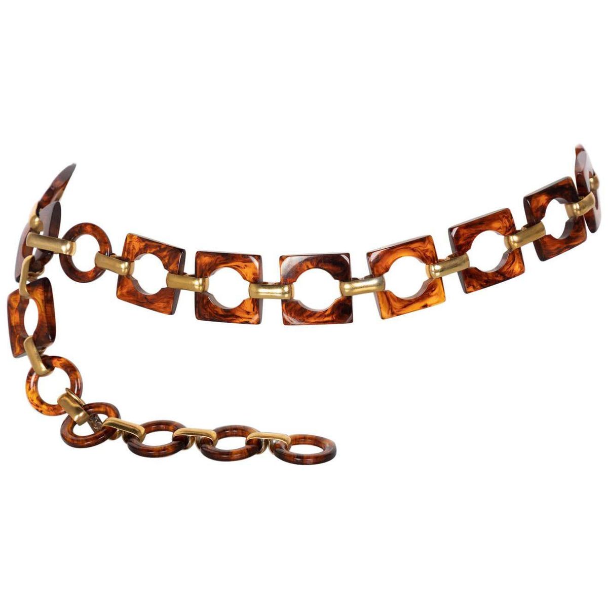 yves saint laurent tortoise lucite belt necklace