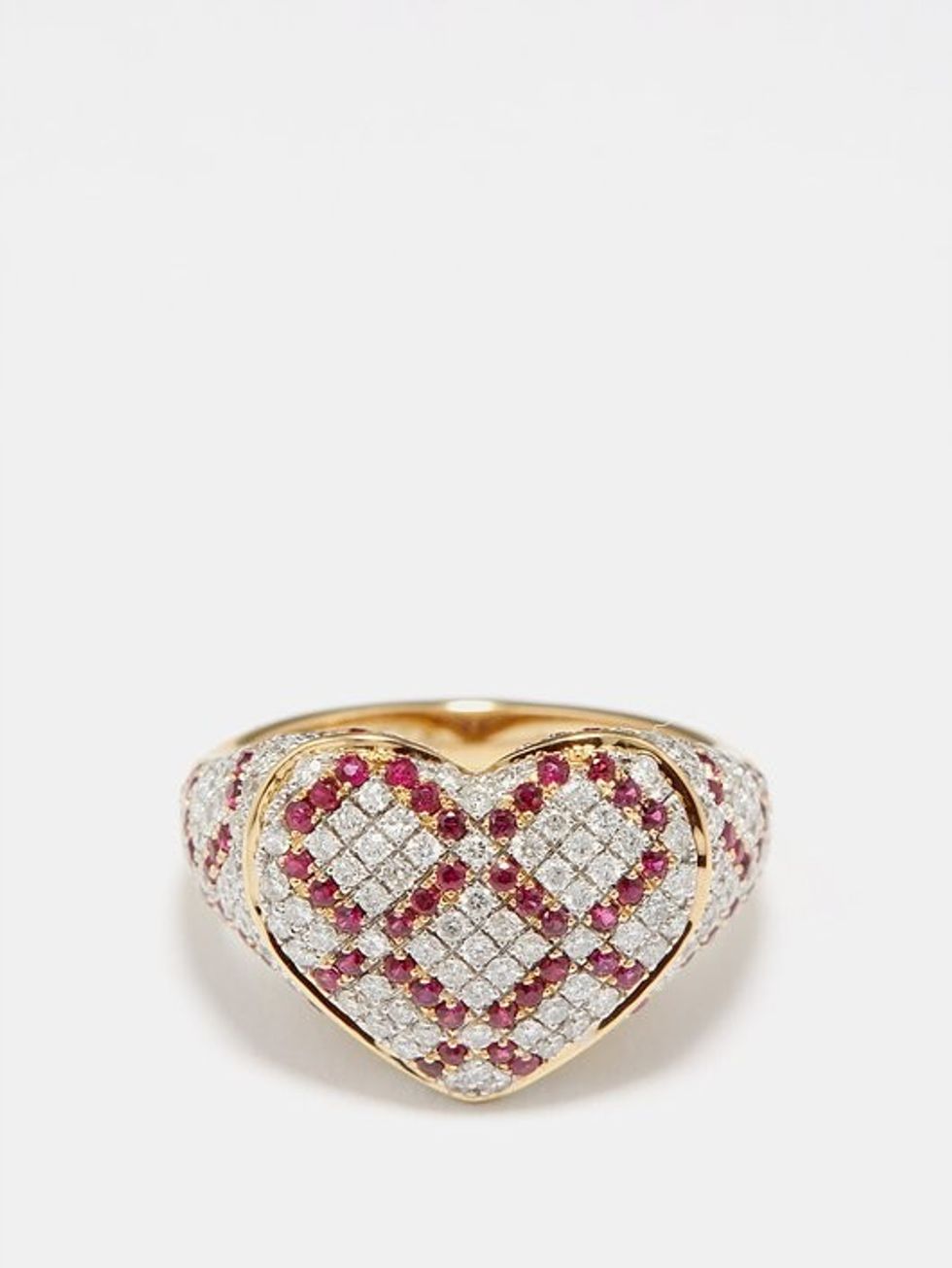 Yvonne Leon  Signet diamond, ruby & 9kt gold ring