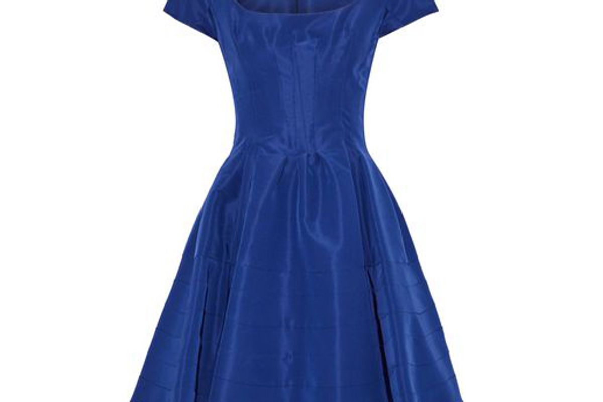 zac posen flared silk faille mini dress