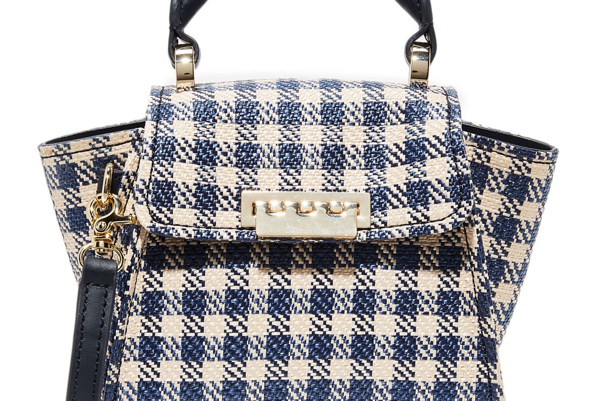 Eartha Gingham Staw Mini Top Handle Bag