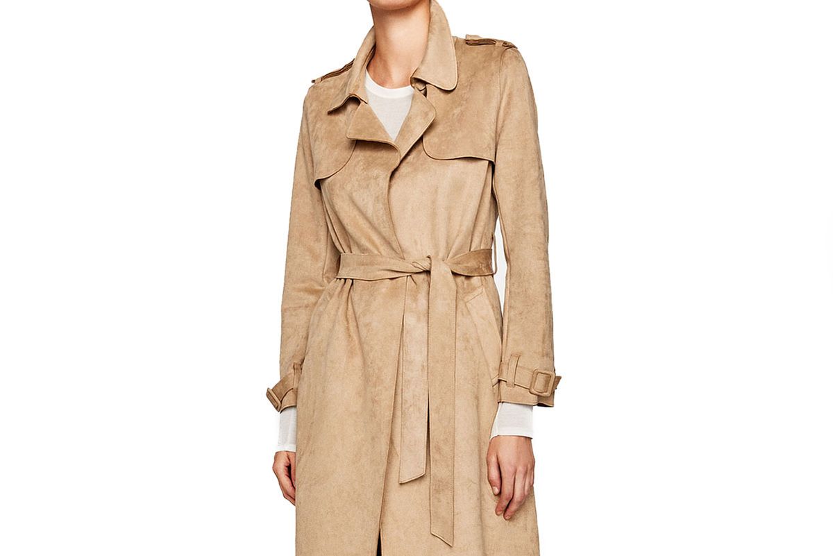 Faux Suede Trench Coat