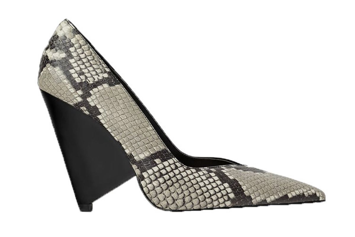 zara asymmetric heeled animal print shoes