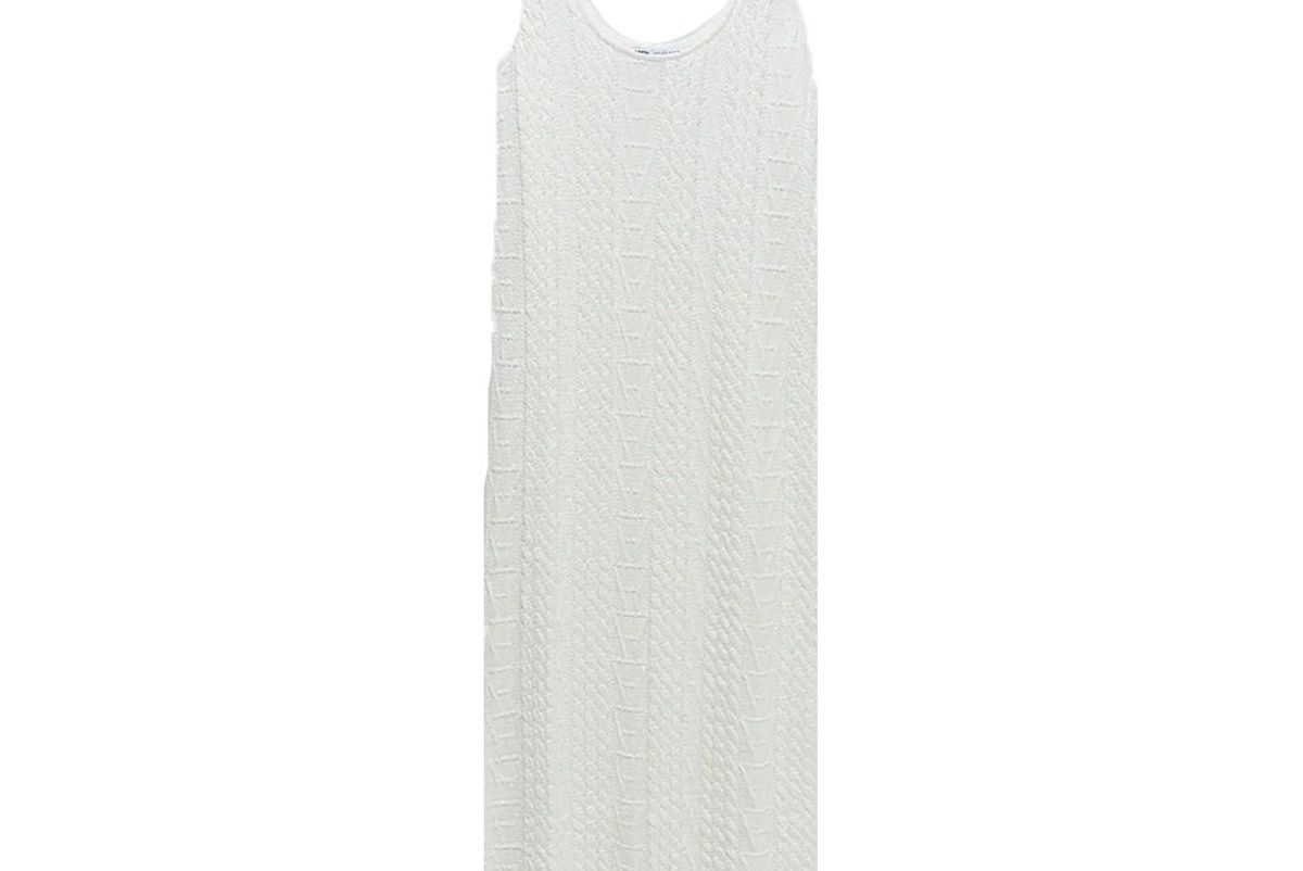 zara cable knit jacquard dress