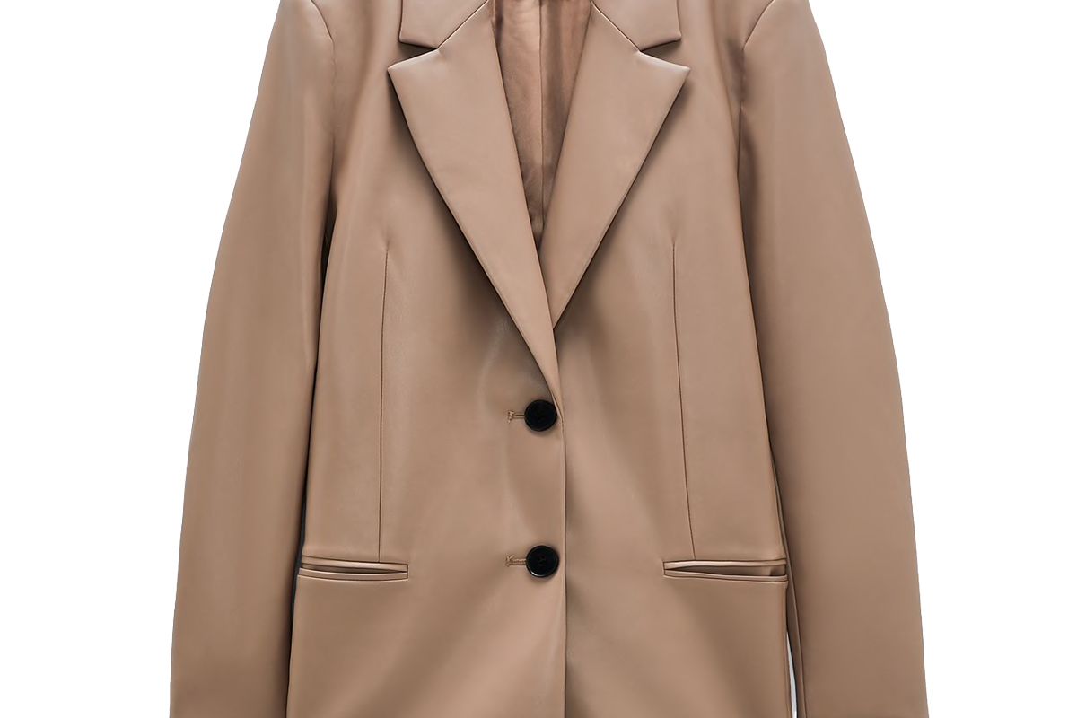 zara faux leather oversized blazer