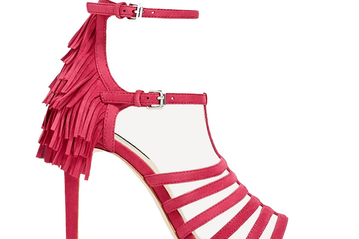 Fringed Heel Leather Sandals