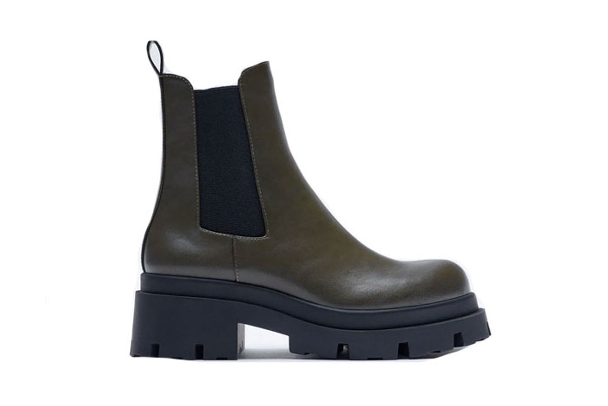 zara low heeled lug sole ankle boots