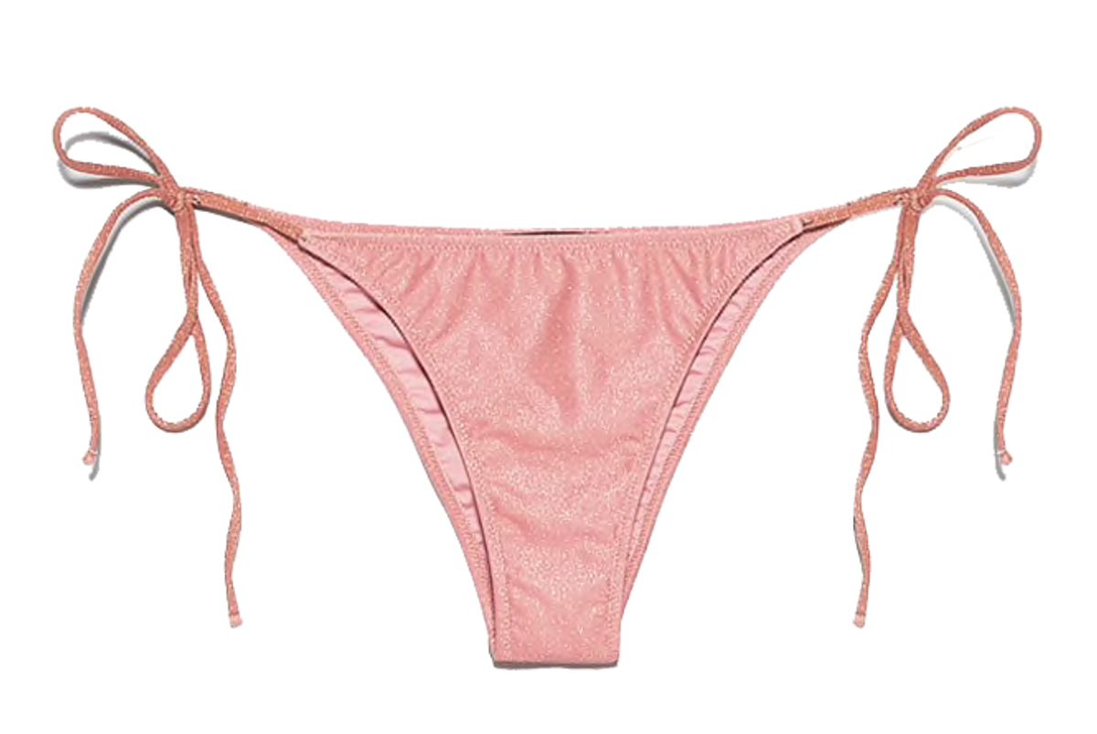 zara metallic thread bikini bottom