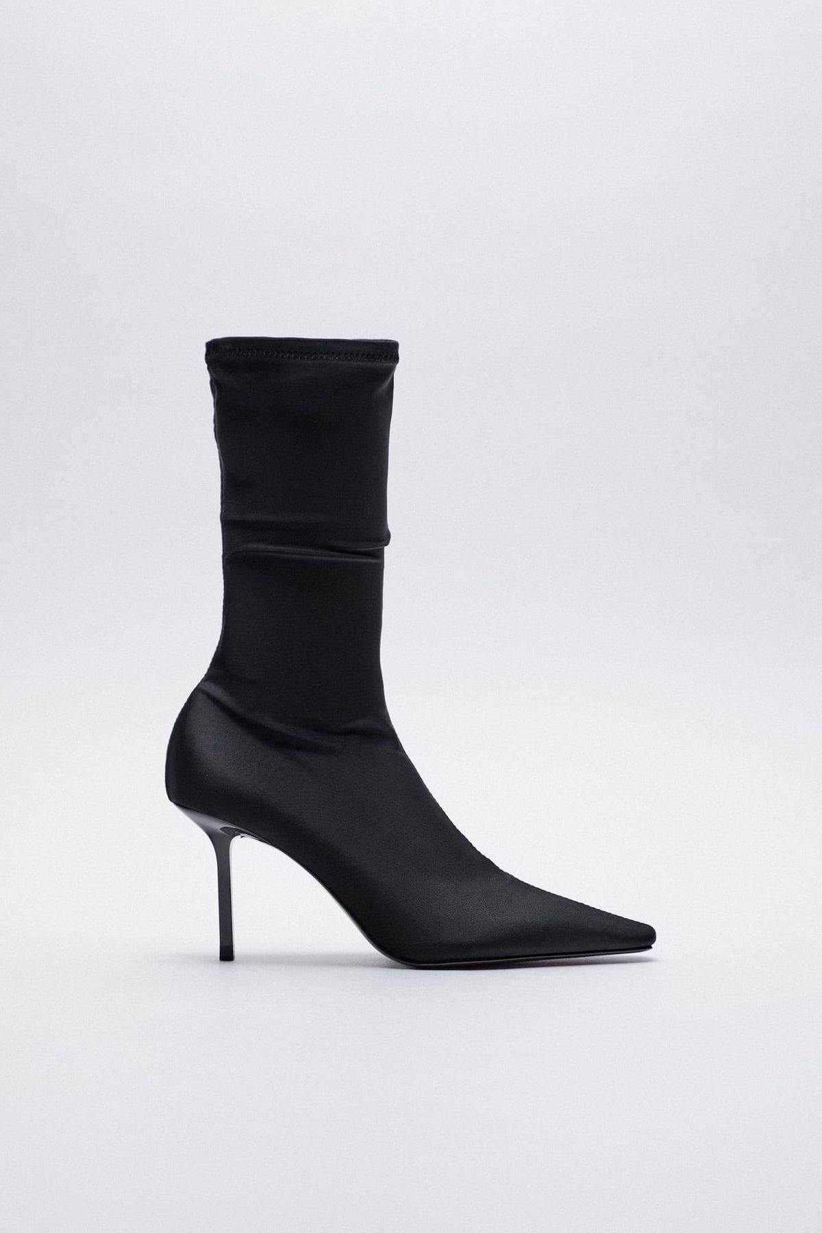 zara sock style fabric high heel ankle boots