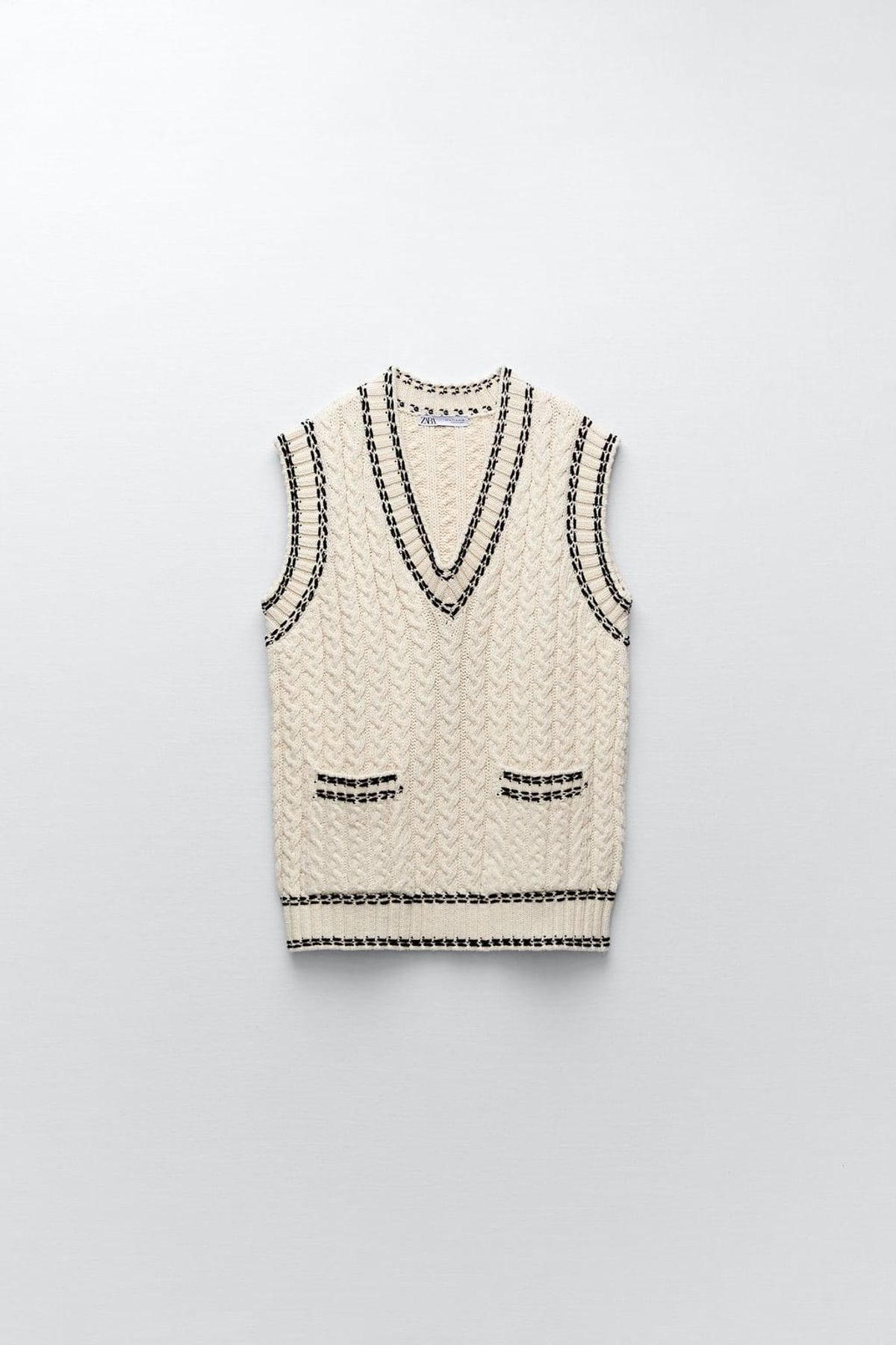 zara whip stich knit vest