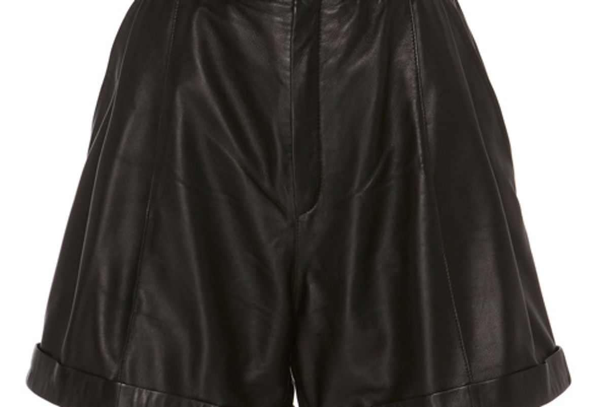 zeynep arcay pleated leather shorts
