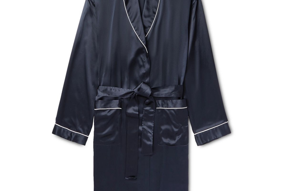 Piped Silk-Satin Robe