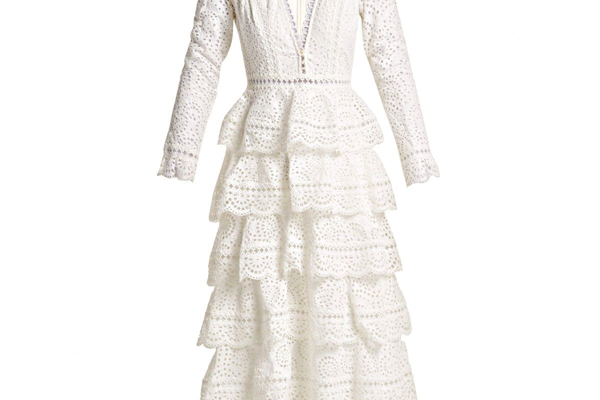 zimmermann bayou cotton broderie anglaise midi dress