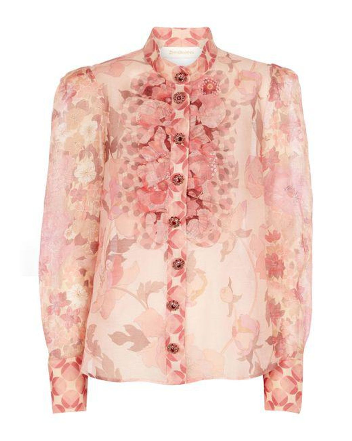 zimmermann concert printed linen and silk blouse