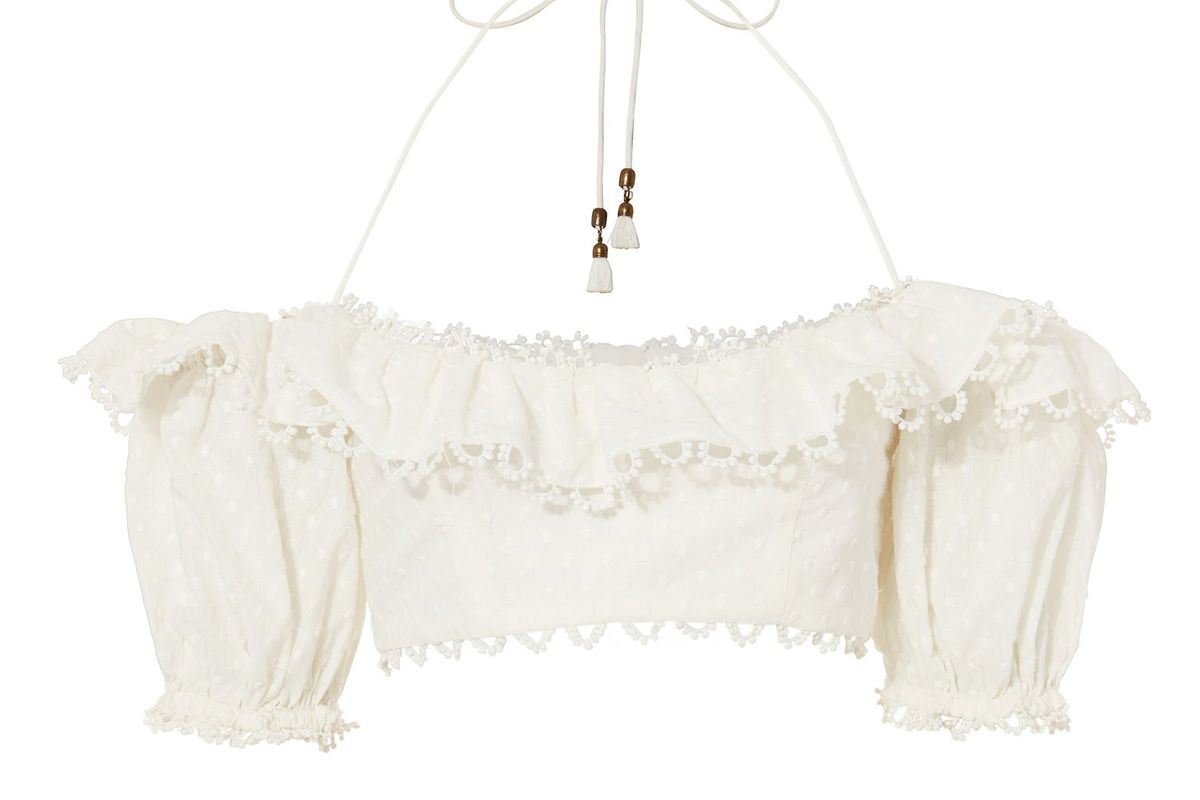 zimmermann melody off shoulder crop top