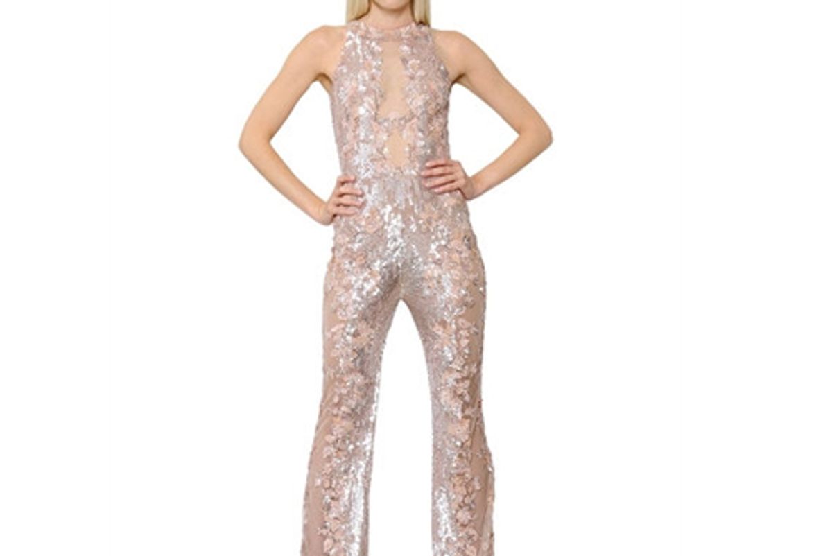 Zuhair Murad Sequined & Beaded Tulle Jumpsuit