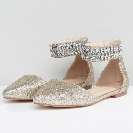 wide fit silver flats