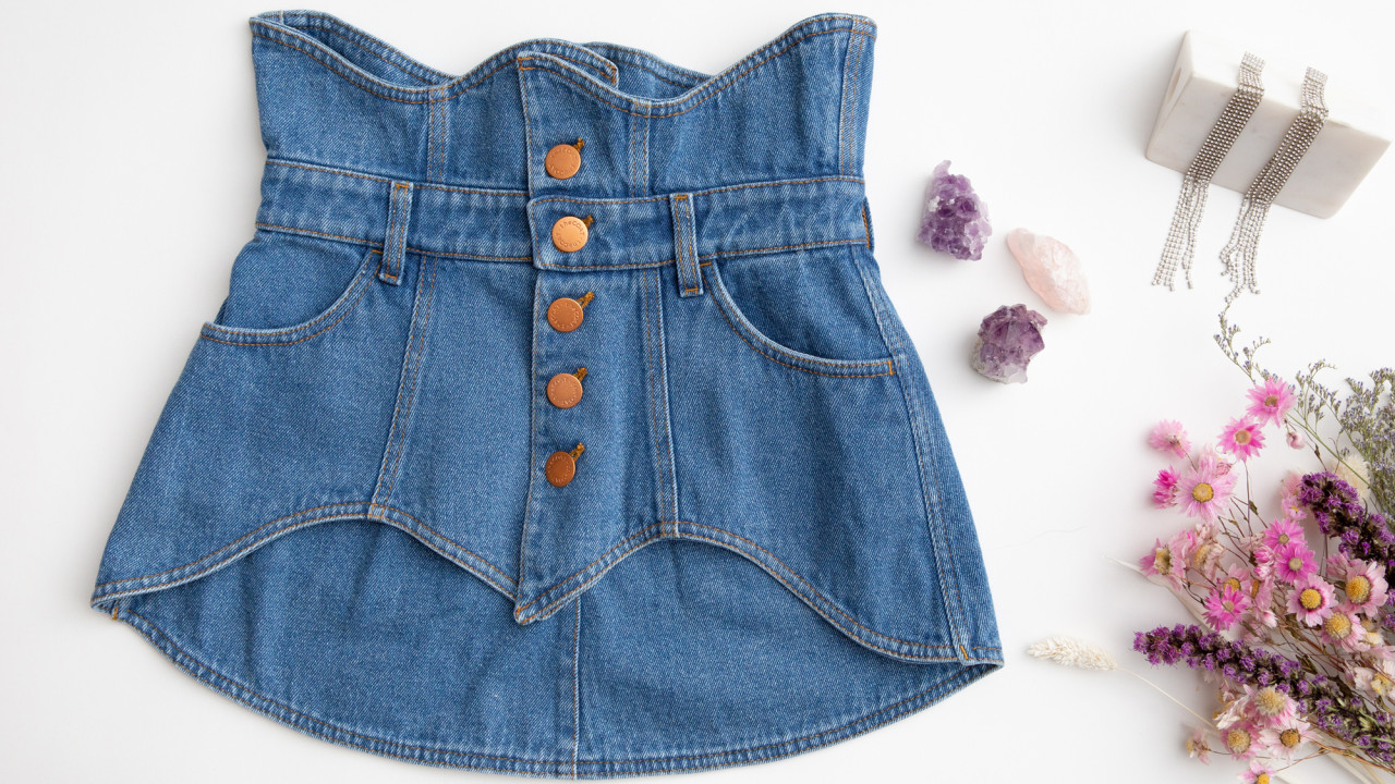 the coat 62-piece denim corset