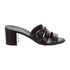 chanel cc leather slide sandals