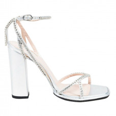 dries van noten metallic silver leather crystal embellished sandals
