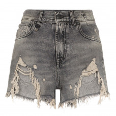 r13 shredded ripped hem denim shorts